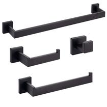 Kit Banheiro Aço Inox Premium Preto Fosco 4 Peças