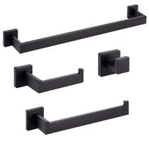 Kit Banheiro Aço Inox Premium Preto Fosco 4 Peças Kit Banheiro Aço Inox Premium Preto Fosco 4 Peças