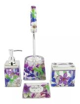 Kit Banheiro Acrilico 4 Peças Acessórios Decorado Clink Kit Banheiro Acrilico 4 Peças Acessórios Decorado Clink