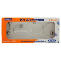 Kit banheiro aluminium 5 peças cromado - Alupox 6982 Kit banheiro aluminium 5 peças cromado - Alupox 6982