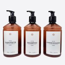 Kit Banheiro Ambar 500ml 3pçs Shampoo Condicionador Sabonete - Universos Encaixados