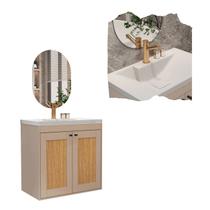 Kit Banheiro Artemis com Espelho 60cm e Cuba com Tampa Marrom Conjunto com Lavabo Pia Espelheira com Armario Kit Banheiro Artemis com Espelho 60cm e Cuba com Tampa Marrom Conjunto com Lavabo Pia Espelheira com Armario