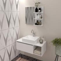 Kit Banheiro Balcão e Espelheira Suspensos Branco - Tecno