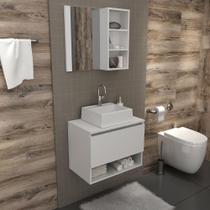 Kit Banheiro Balcão Gabinete e Espelheira Branco - Tecno