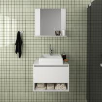 Kit Banheiro Balcão Gabinete e Espelheira Branco - Tecno