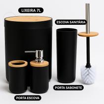 Kit Banheiro Bambu 4 Peças Decorativo Minimalista Flashgoods