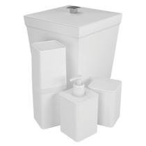 Kit Banheiro Bancada C/ Lixeira Stolf Branco 4 Peças Kit Banheiro Bancada C/ Lixeira Stolf Branco 4 Peças