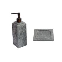 Kit Banheiro Bancada Lavabo Luxo em Pedra Sabão N02 Prata