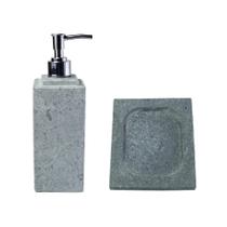 Kit Banheiro Bancada Lavabo Luxo em Pedra Sabão N02 Prata Kit Banheiro Bancada Lavabo Luxo em Pedra Sabão N02 Prata