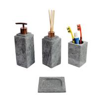 Kit Banheiro Bancada Lavabo Luxo em Pedra Sabão N04 Rosê