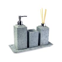 Kit Banheiro Bancada Lavabo Luxo em Pedra Sabão N05 Prata