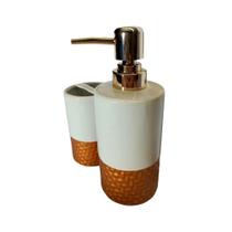 Kit Banheiro Bravadecor Branco Com Cobre Texturizado Em Cerâmica