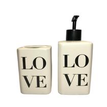 Kit Banheiro BravaDecor Love em Cerâmica Branco Kit Banheiro BravaDecor Love em Cerâmica Branco