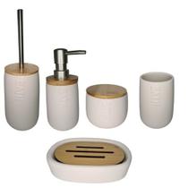 Kit banheiro c/ 5 pcs nature branco mai home