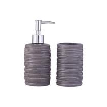 Kit Banheiro Cerâmica 2 Peças Dispenser E Porta Escova