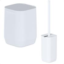 Kit Banheiro com Lixeira Escova Sanitária Gancho Parede 3 Peças Limpeza Vaso Privada Ou Kit Banheiro com Lixeira Escova Sanitária Gancho Parede 3 Peças Limpeza Vaso Privada Ou