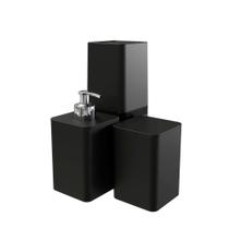 Kit Banheiro Com Porta Algodão Escovas E Sabonete Líquido - Stolf Preto
