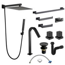 Kit Banheiro completo Lavatório com Acessórios e acabamentos padrão Deca Black Preto Luxo Metal Premium