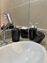 Kit banheiro completo Porta Escova, Porta Sabão e Porta algodão/cotonete Preto