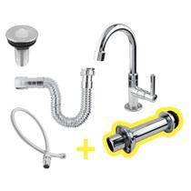 Kit Banheiro Completo Torneira 1198 CR abs + Valvula CR abs + Sifão CR + Engate 40cm CR + Tubo De Ligação Cód. 2130