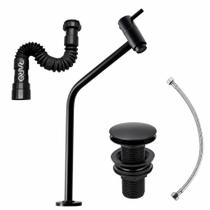Kit Banheiro Completo Torneira Metal Link Alta Preta c/ Valvula Click c/ Sifao c/ Engate Inox Kit Banheiro Completo Torneira Metal Link Alta Preta c/ Valvula Click c/ Sifao c/ Engate Inox