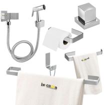 Kit Banheiro Cromado + Ducha Higiênica Acabamento Registro