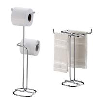 Kit Banheiro Cromado Porta Papel Higiênico + Toalheiro Duplo - Future Kit Banheiro Cromado Porta Papel Higiênico + Toalheiro Duplo - Future