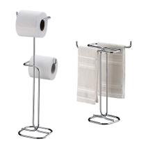 Kit Banheiro Cromado Porta Papel Higiênico + Toalheiro Duplo - Future Kit Banheiro Cromado Porta Papel Higiênico + Toalheiro Duplo - Future