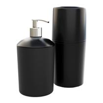 Kit Banheiro Dispenser Sabonete Líquido Porta Escova De Dente Pia Preto - 1099.1 Utility Kit Banheiro Dispenser Sabonete Líquido Porta Escova De Dente Pia Preto - 1099.1 Utility