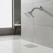 Kit Banheiro Ducha Quadrada Fit + Ralo Click Inox 10x10