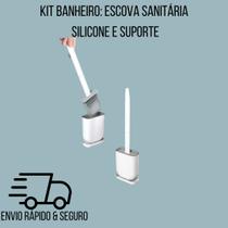 Kit Banheiro: Escova Sanitária Silicone e Suporte
