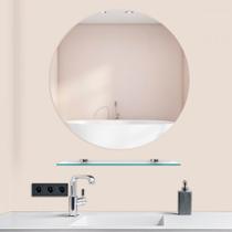 Kit Banheiro Espelho Redondo 40cm + Prateleira + Kit Instalação - CEBRACE