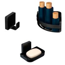 Kit Banheiro Gancho de Toalha, Saboneteira de Parede e Porta Shampoo - Arthi Kit Banheiro Gancho de Toalha, Saboneteira de Parede e Porta Shampoo - Arthi
