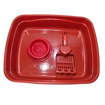 Kit banheiro gato brinqpet 3 peças - vermelho