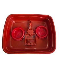 Kit banheiro gato brinqpet 4 pecas - vermelho