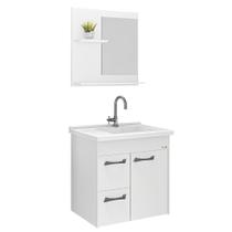 Kit Banheiro Genova Suspens 2 Gavetas + Espelho + Pia 55,4cm Branco - 528602 - A.J.RORATO Kit Banheiro Genova Suspens 2 Gavetas + Espelho + Pia 55,4cm Branco - 528602 - A.J.RORATO