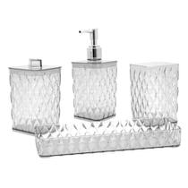 Kit Banheiro Glamour 4 Peças Jogo Lavabo Decoração Higiene