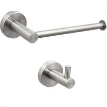 Kit Banheiro Inox Escovado Cabide Simples Gancho Porta Toalha De Rosto E Porta Papel Higiênico Papeleira Suporte Inox 304 Fosco Acessorios Lavabo Luxo Kit Banheiro Inox Escovado Cabide Simples Gancho Porta Toalha De Rosto E Porta Papel Higiênico Papeleira Suporte Inox 304 Fosco Acessorios Lavabo Luxo