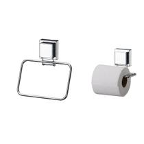 Kit banheiro inox ventosa 2 peças Future porta toalha rosto papeleira Kit banheiro inox ventosa 2 peças Future porta toalha rosto papeleira