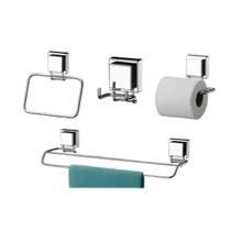Kit banheiro inox ventosa 4 peças Future Kit banheiro inox ventosa 4 peças Future