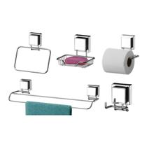 Kit banheiro inox ventosa 5 peças Future Kit banheiro inox ventosa 5 peças Future