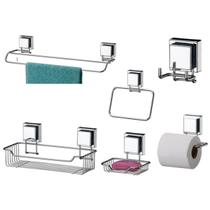 Kit banheiro inox ventosa 6 peças Future Kit banheiro inox ventosa 6 peças Future