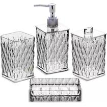 Kit Banheiro Jogo Lavabo Luxo 4 Peças Decoração Glamour