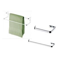 Kit Banheiro lavabo 03 Peças Future toalheiro 45 cm rosto 30 cm papeleira Kit Banheiro lavabo 03 Peças Future toalheiro 45 cm rosto 30 cm papeleira