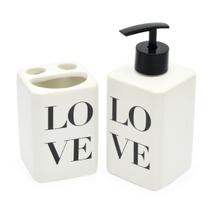 Kit Banheiro Lavabo 2 Peças Branco Fosco Quadrado Love