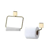 Kit banheiro lavabo 2 peças dourado Future tolha rosto papeleira Kit banheiro lavabo 2 peças dourado Future tolha rosto papeleira