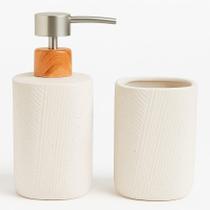 Kit Banheiro Lavabo 2 Peças Porta Sabonete Escova Decorativo Cor:Urban Cinza Kit Banheiro Lavabo 2 Peças Porta Sabonete Escova Decorativo Cor:Urban Cinza