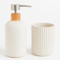 Kit Banheiro Lavabo 2 Peças Porta Sabonete Escova Decorativo Cor:Urban Cinza Kit Banheiro Lavabo 2 Peças Porta Sabonete Escova Decorativo Cor:Urban Cinza