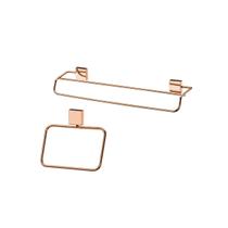 Kit banheiro lavabo 2 peças rose gold Future porta toalha banho toalheiro rosto Kit banheiro lavabo 2 peças rose gold Future porta toalha banho toalheiro rosto