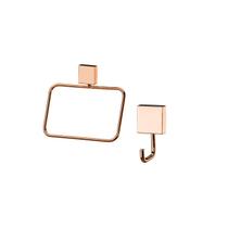 Kit banheiro lavabo 2 peças rosé gold Future toalheiro rosto e cabide gancho Kit banheiro lavabo 2 peças rosé gold Future toalheiro rosto e cabide gancho